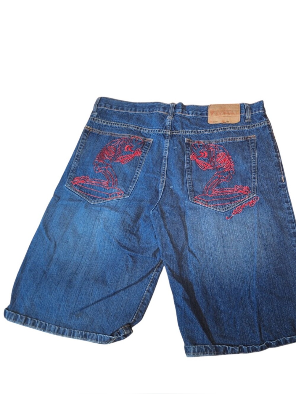 Vintage Ed Hardy 2009 Embroidered Jeans Death or Glory Denim Men's 40 x 15 Pray